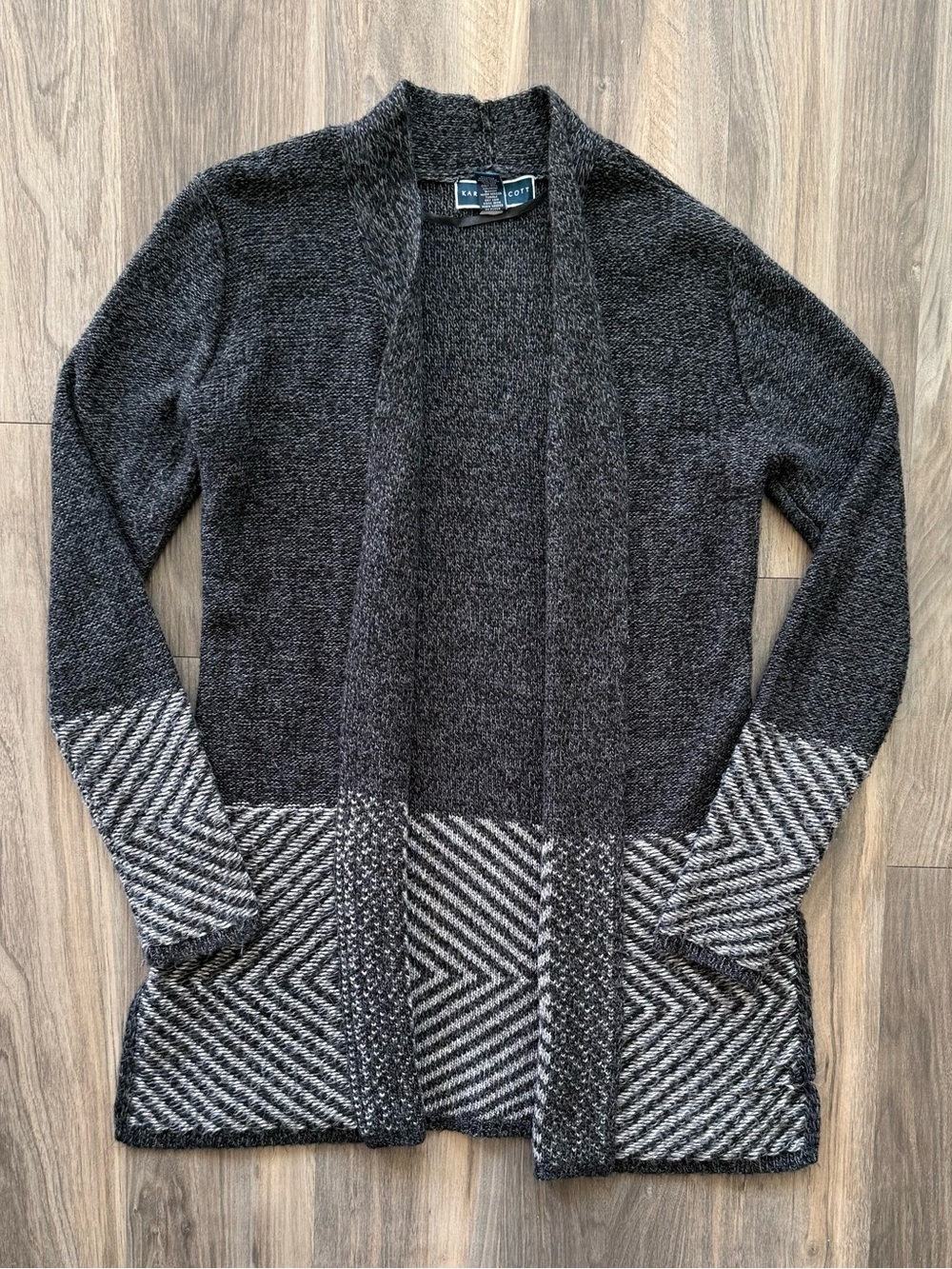 Karen Scott Black & Gray Open Sweater Size XS - Picture 2 of 5